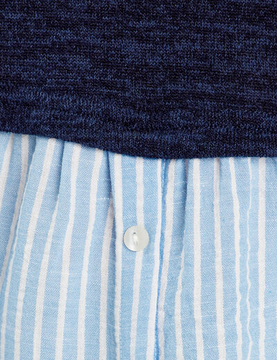 Pull effet 2-en-1 chemise bleu marine femme