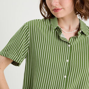 Chemise manches courtes vert kaki femme