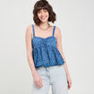 Top bretelles fines bleu fonc&eacute; femme