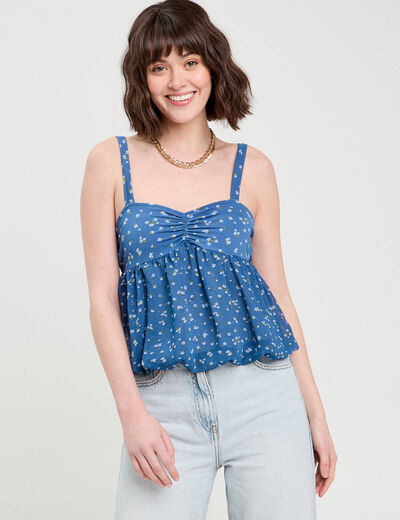 Top bretelles fines bleu foncé femme