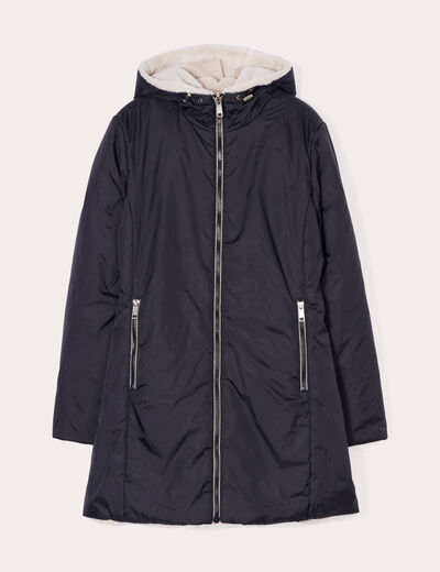 Parka réversible à capuche noir femme