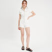 Combishort zippée en jean ecru femme
