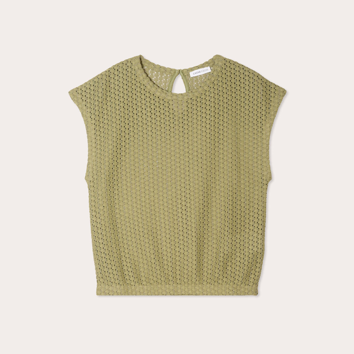 Débardeur ajouré vert kaki femme