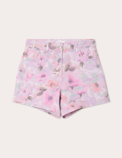 Short large en jean rose femme