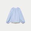 Blouse ample col v manches longues bleu femme
