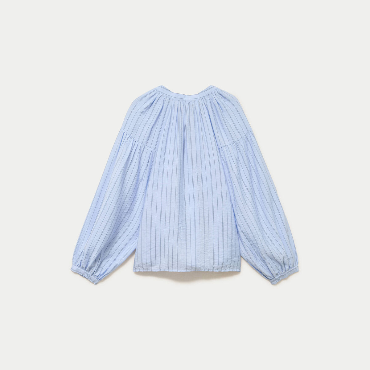 Blouse ample col v manches longues bleu femme