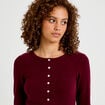 Top col rond manches longues bordeaux femme