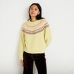 Pull col rond manches longues jaune clair femme