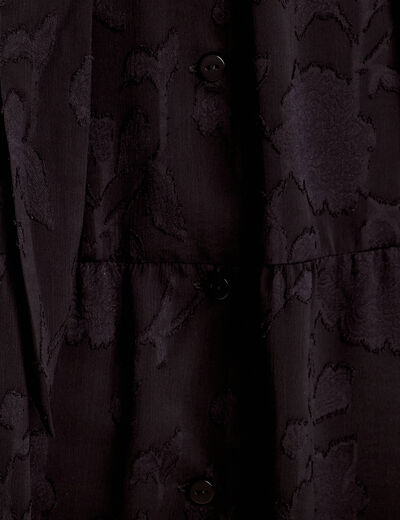Robe chemise évasée ceinturée noir femme