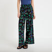 Pantalon large taille standard pliss&eacute; noir femme