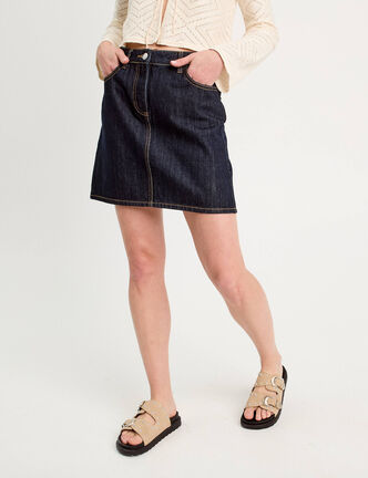 Jupe trapèze en jean denim brut femme