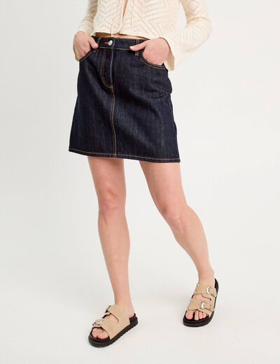 Jupe trapèze en jean denim brut femme