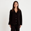 Blouse droite col v manches longues noir femme