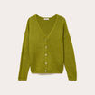 Gilet boutonn&eacute; avec col en V vert fonc&eacute; femme