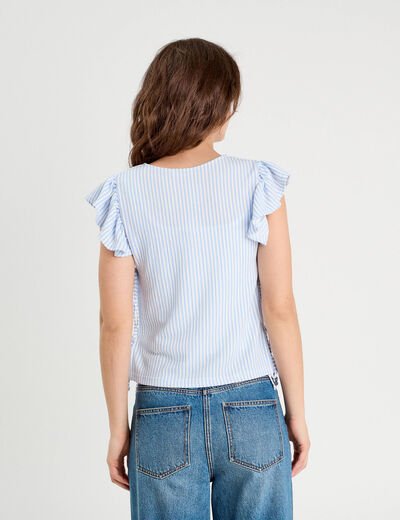 T-shirt noeuds côtés bleu femme