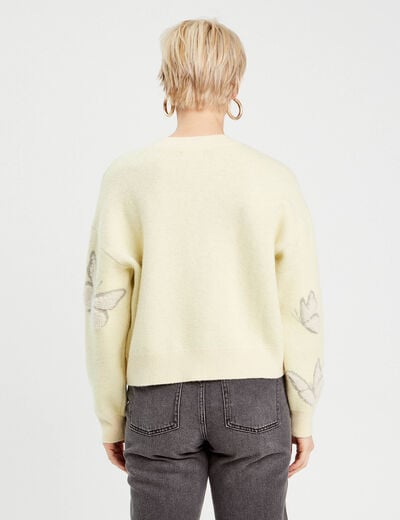 Pull manches longues jaune clair femme