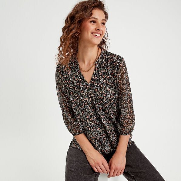 blouse fanny manches 34 noir femme Blouse Fanny - manches 3/4 noir femme