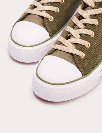 Baskets montantes compensées vert kaki femme