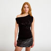 Top ajust&eacute; sans manches col bateau noir femme