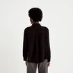 Chemise droite pliss&eacute;e manches longues noir femme