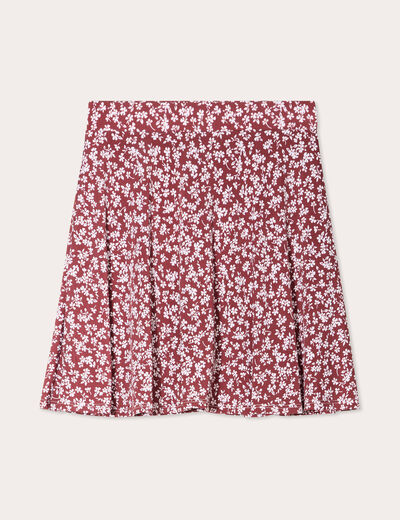 Jupe-short patineuse marron cognac femme