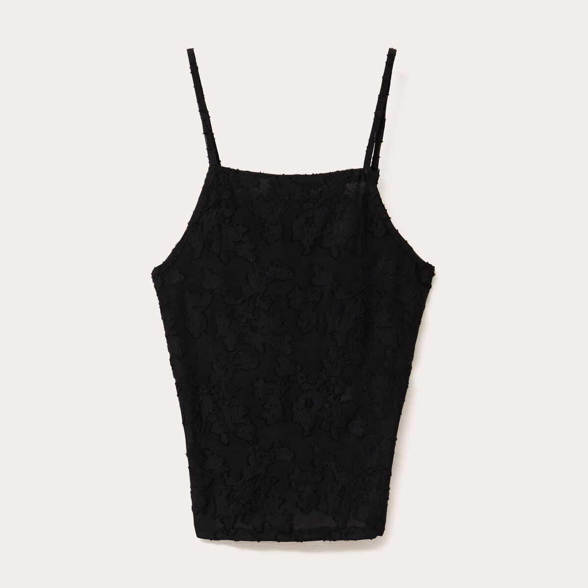 Débardeur ajusté cropped col montant noir femme