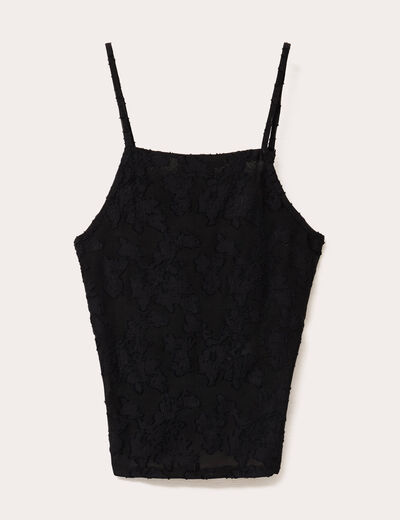 Débardeur ajusté cropped col montant noir femme