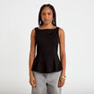 Top p&eacute;plum sans manches col rond noir femme