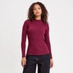 T-shirt manches longues c&ocirc;tel&eacute; bordeaux femme
