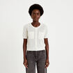 Gilet ajour&eacute; col rond manches courtes ecru femme