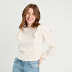Blouse brodée avec volants ecru femme