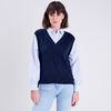 Pull effet 2 en 1 bleu marine femme