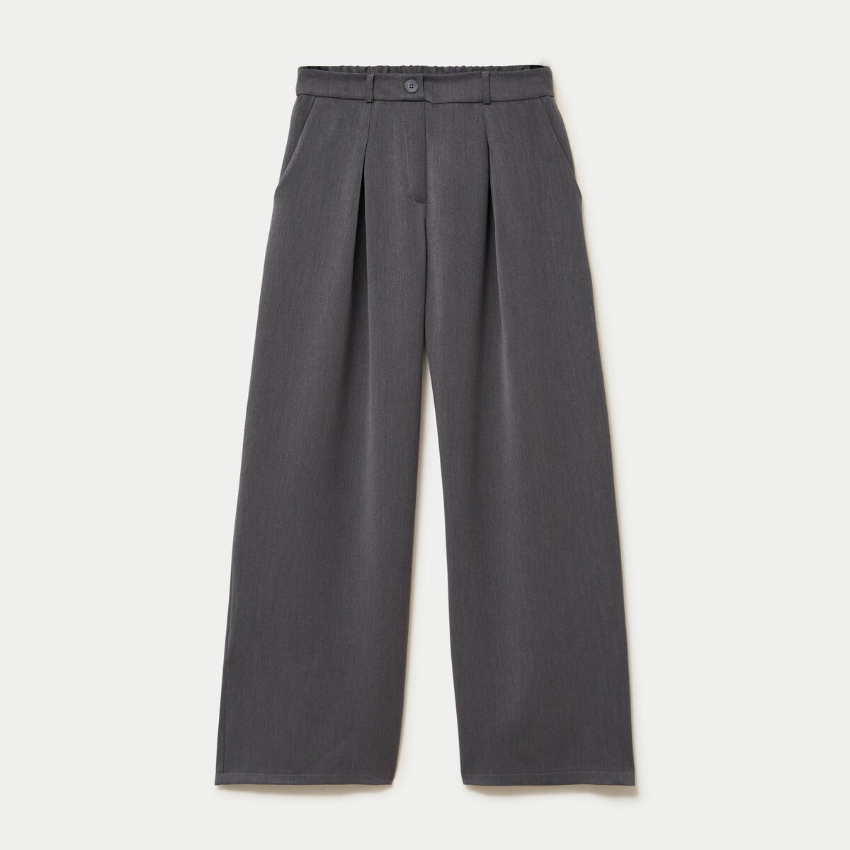 Pantalon large taille haute gris fonc&eacute; femme