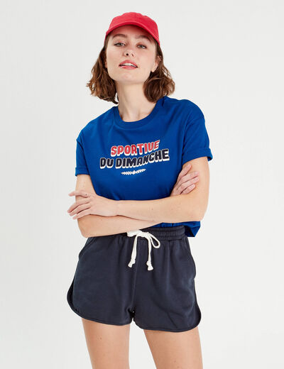T-shirt manches courtes bleu electrique femme
