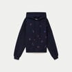 Sweat &agrave; capuche brod&eacute; manches longues bleu femme
