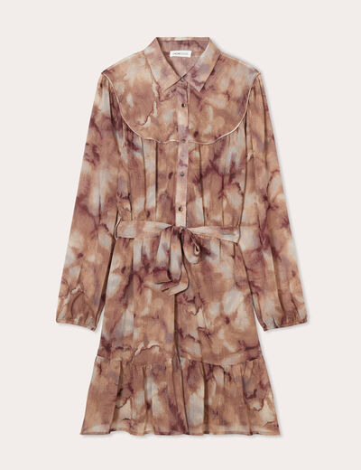 Robe évasée ceinturée marron femme