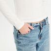 T-shirt poignets fourrure ecru femme