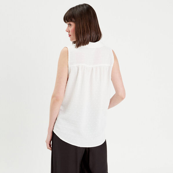 Blouse sans manches ecru femme