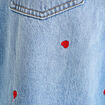 Jean wide leg taille haute brod&eacute; denim double stone femme
