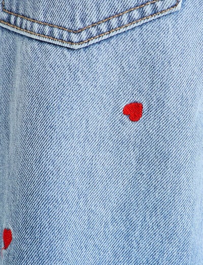 Jean wide leg taille haute brod&eacute; denim double stone femme