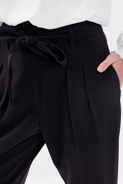 Pantalon paperbag noir femme