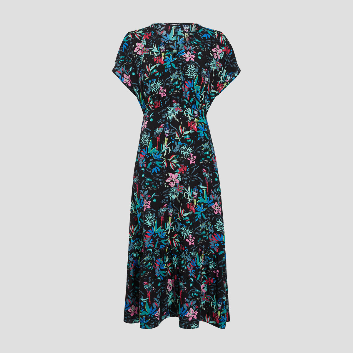 Robe longue &agrave; manches courtes noir femme