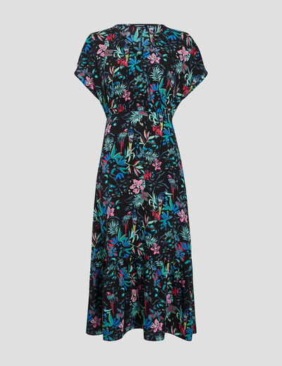 Robe longue à manches courtes noir femme
