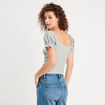 Blouse manches courtes vert kaki femme