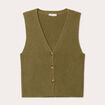 Gilet sans manches col en V vert kaki femme