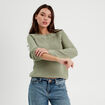 Pull avec boutons épaules vert pastel femme
