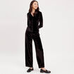 Pantalon city large velours noir femme