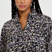 Blouse droite courte manches longues noir femme