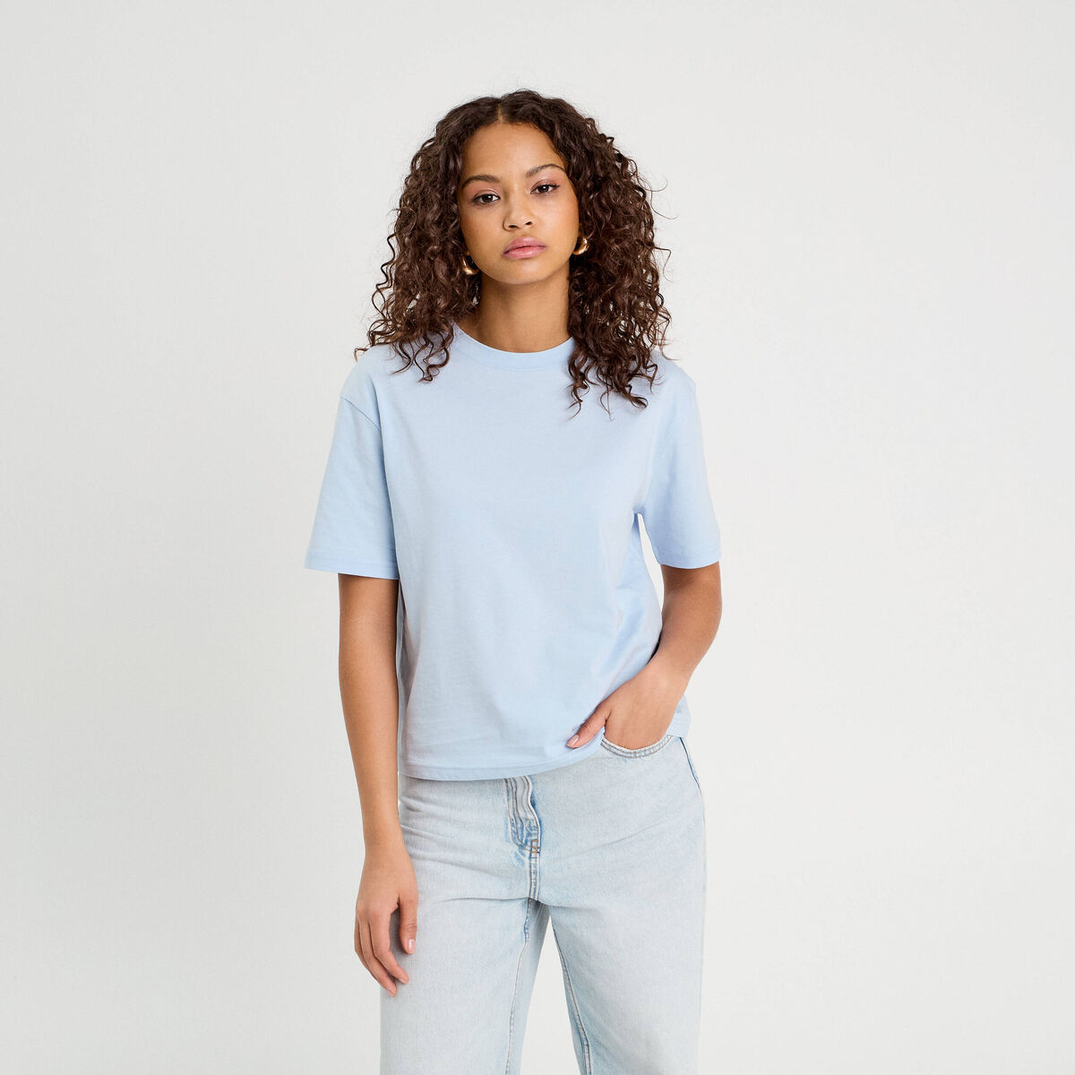 T-shirt manches courtes bleu ciel femme