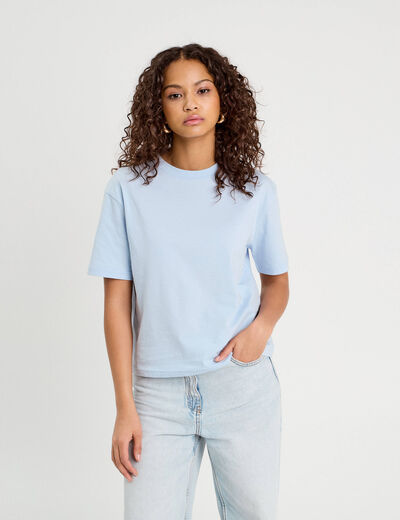 T-shirt manches courtes bleu ciel femme